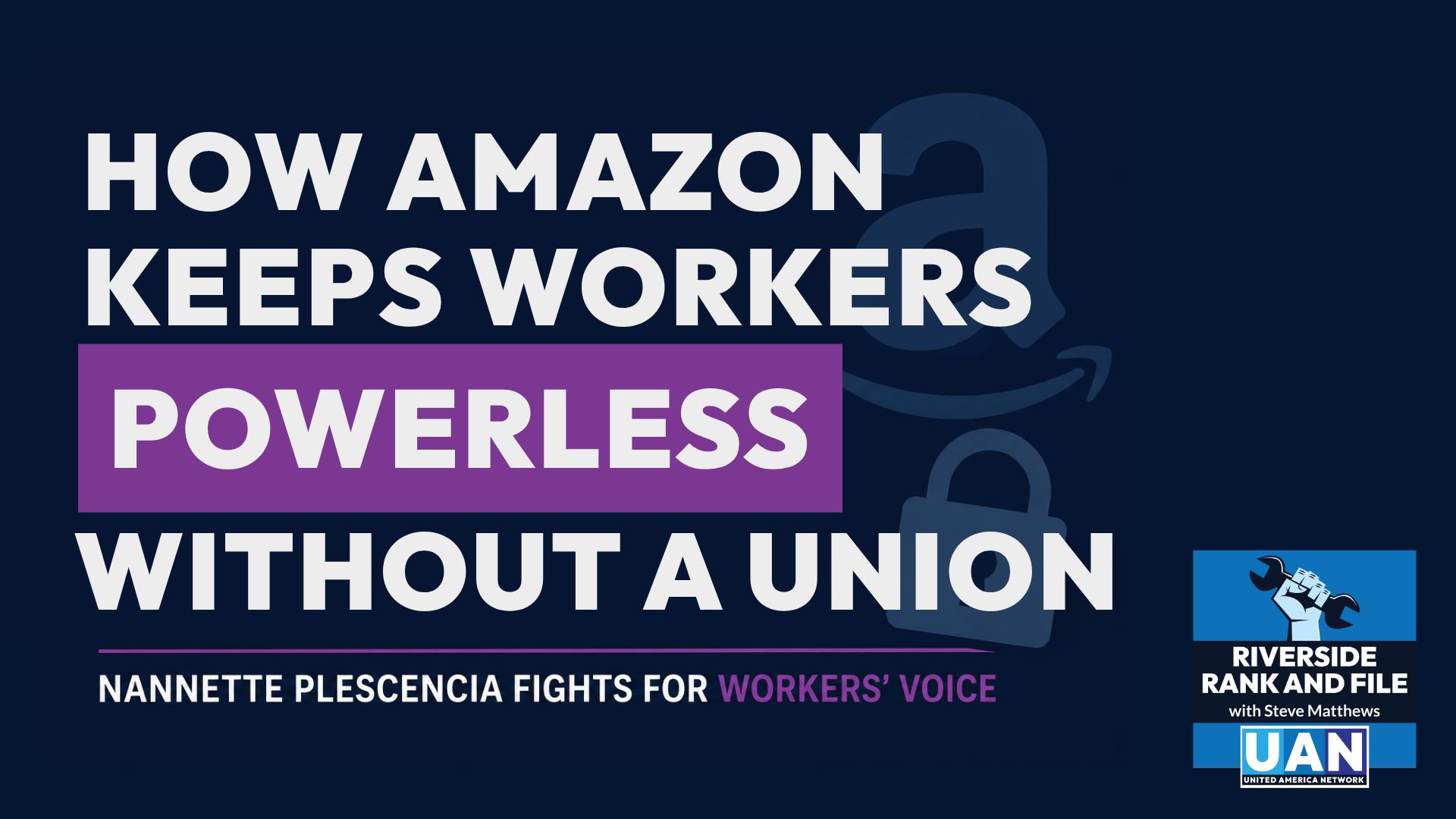 Labor editorial artwork: Amazon workers and union organizing.